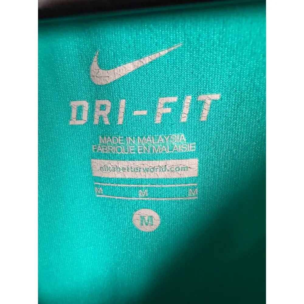 Nike Teal Blue Dri-Fit Activewear 1/4-Zip Running Hoodie Sweatshirt Size M